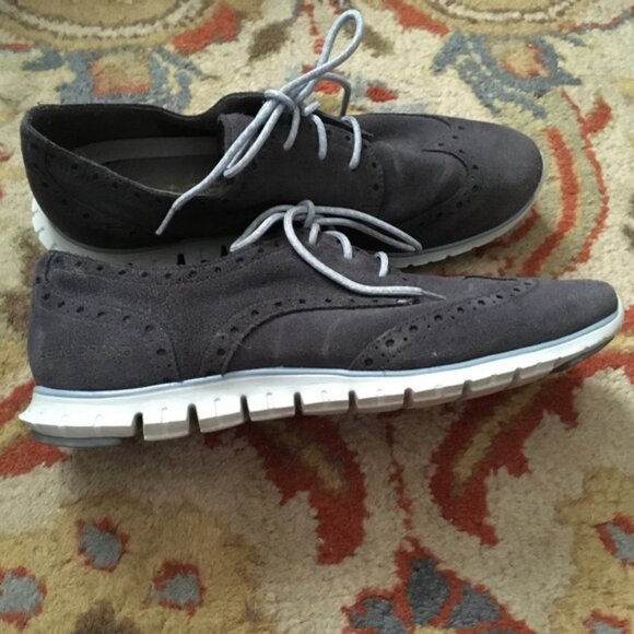 Cole Haan Grey Suede Wingtip Oxford Sneakers Shoes Zerogrand 8 B - Picture 2 of 6